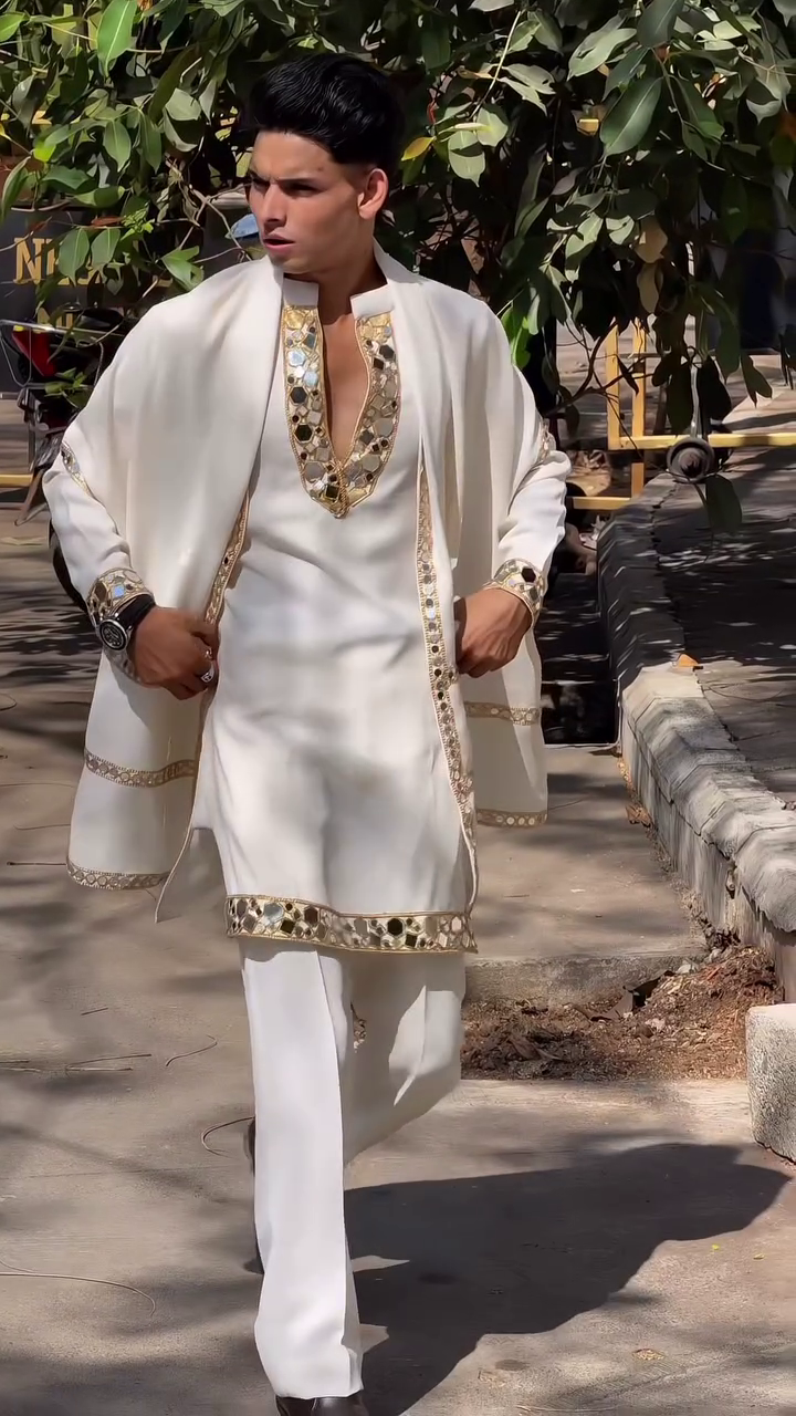 Regal Ivory Mirrorwork Kurta Set