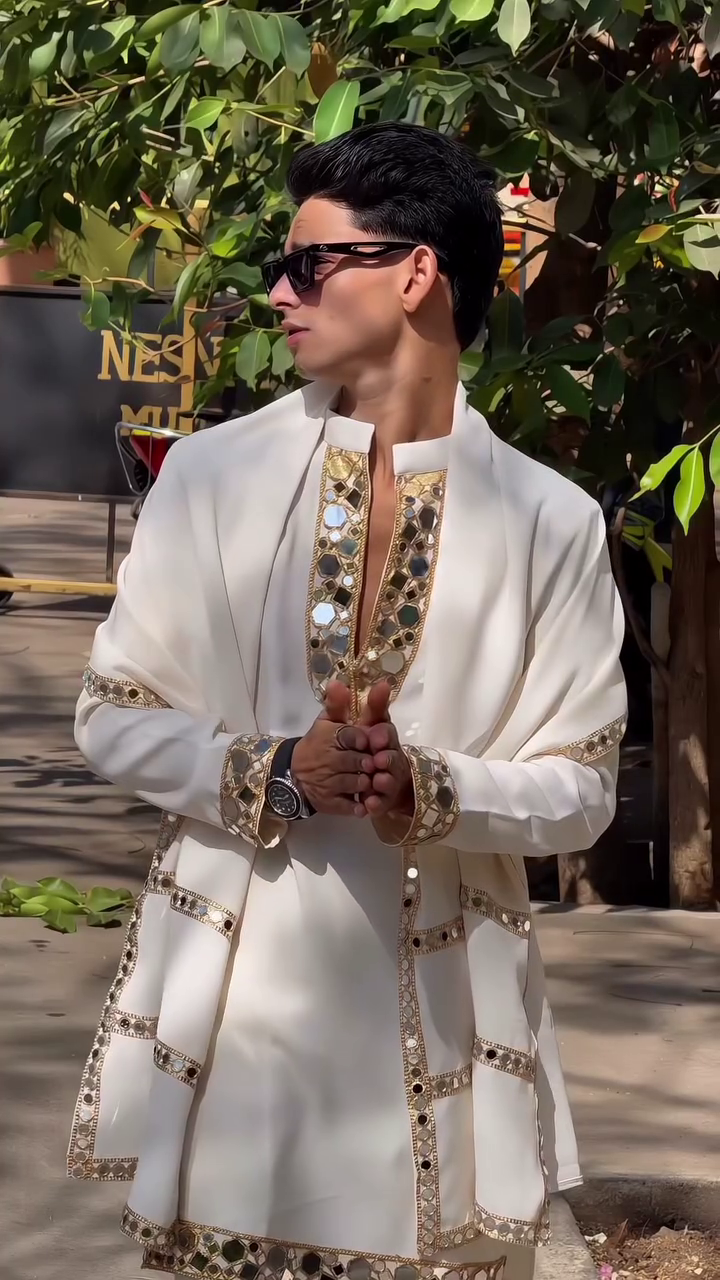 Regal Ivory Mirrorwork Kurta Set