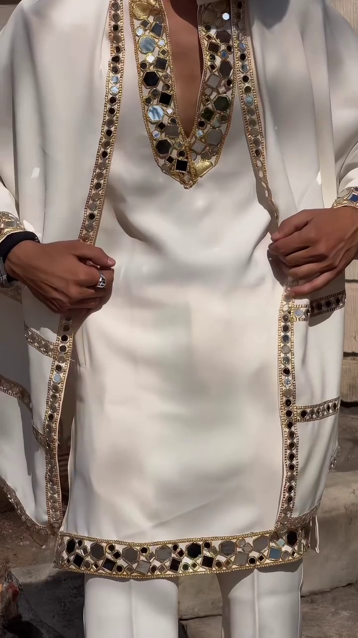 Regal Ivory Mirrorwork Kurta Set