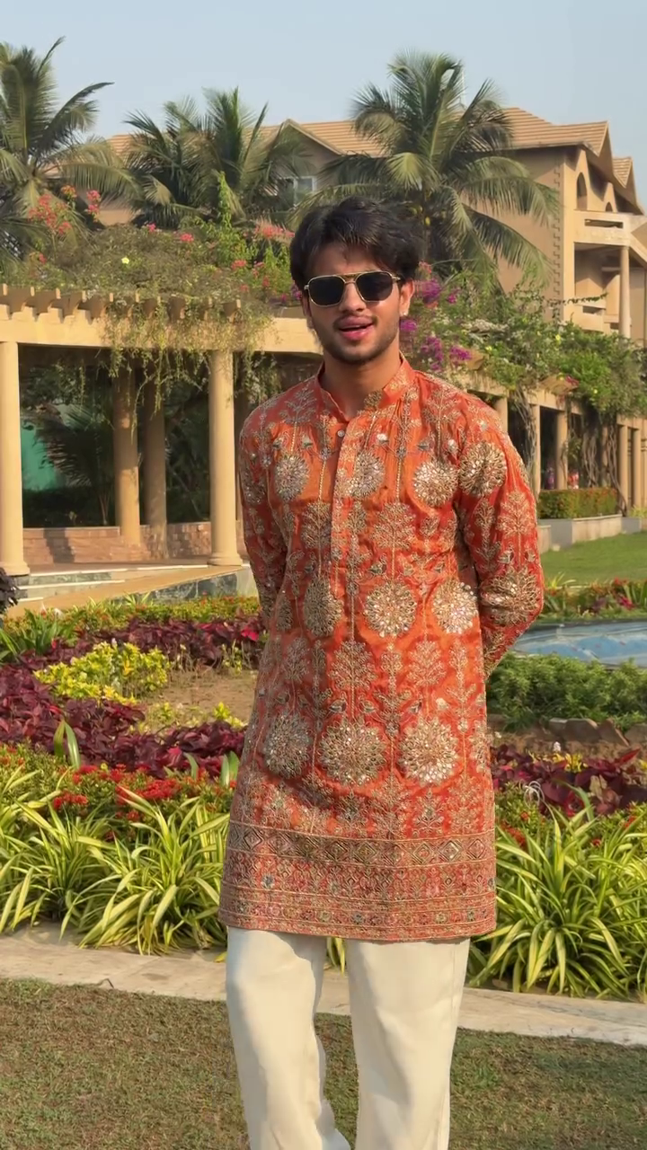 1. The Ruby "Vriksha" Elephant Kurta