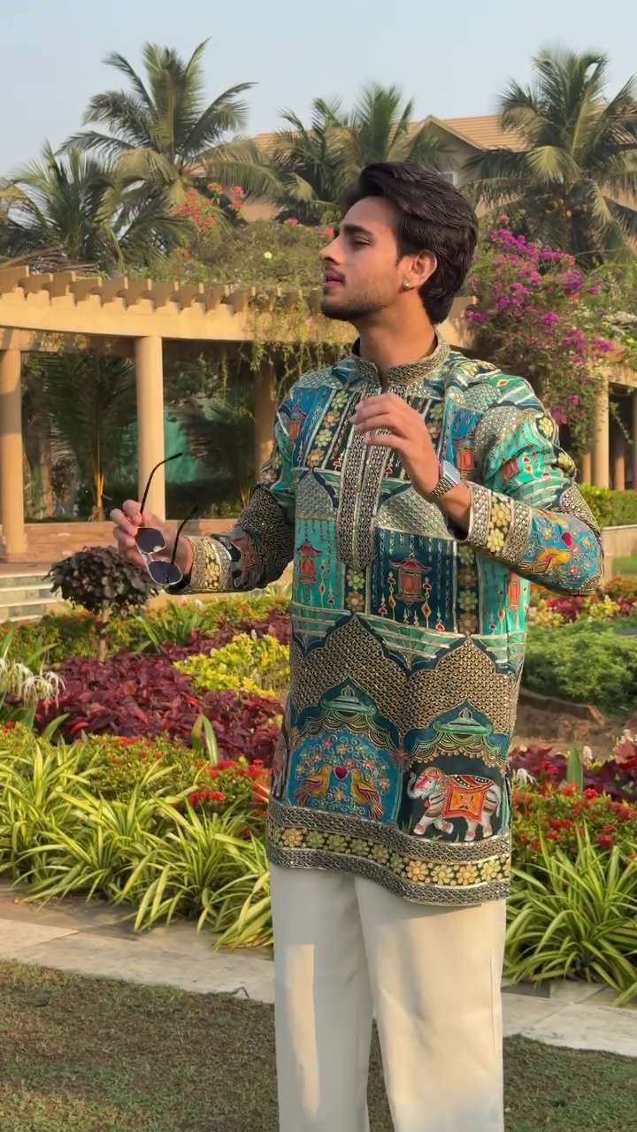 1. The Ruby "Vriksha" Elephant Kurta