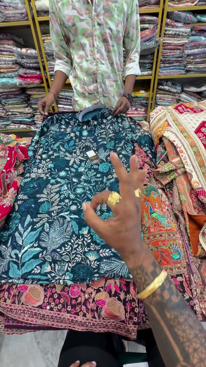 The Teal "Rajwada" Architectural Kurta