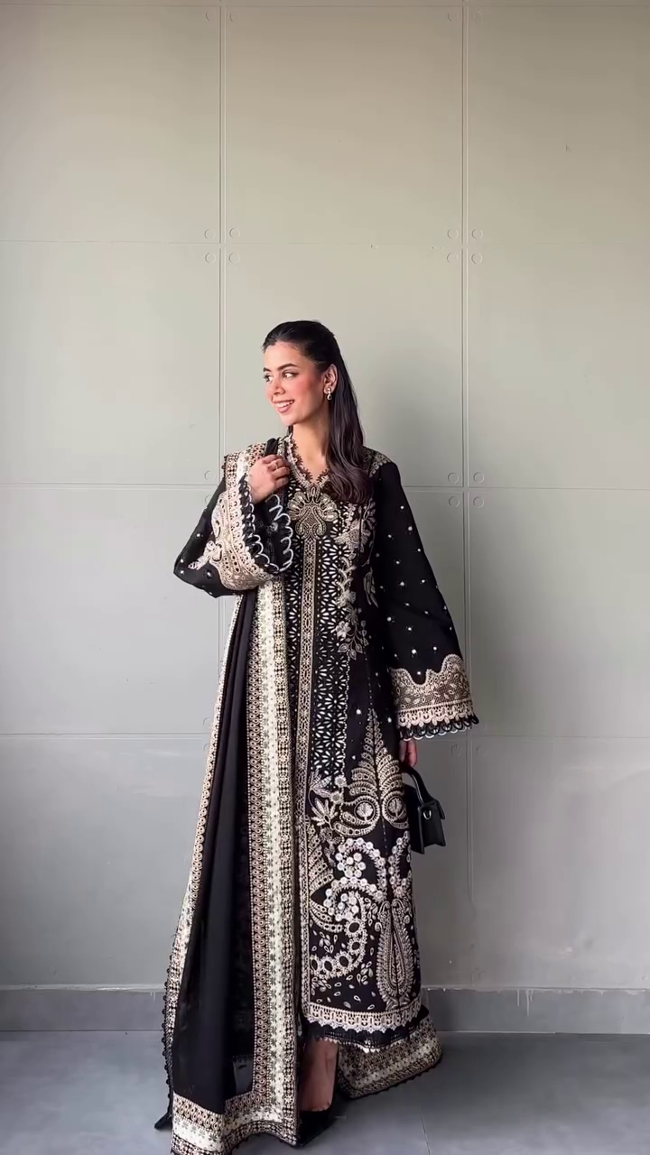 Royal Black Heavy Embroidered Pakistani Suit Set
