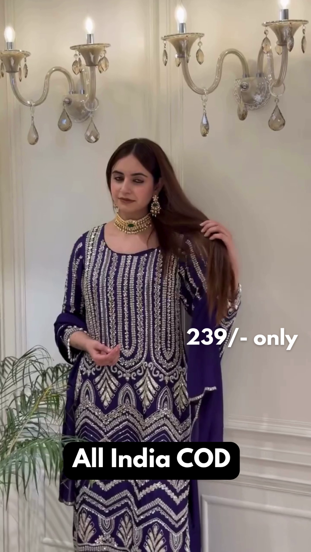 Luxury Purple Heavy Embroidered Party Wear Suit Set