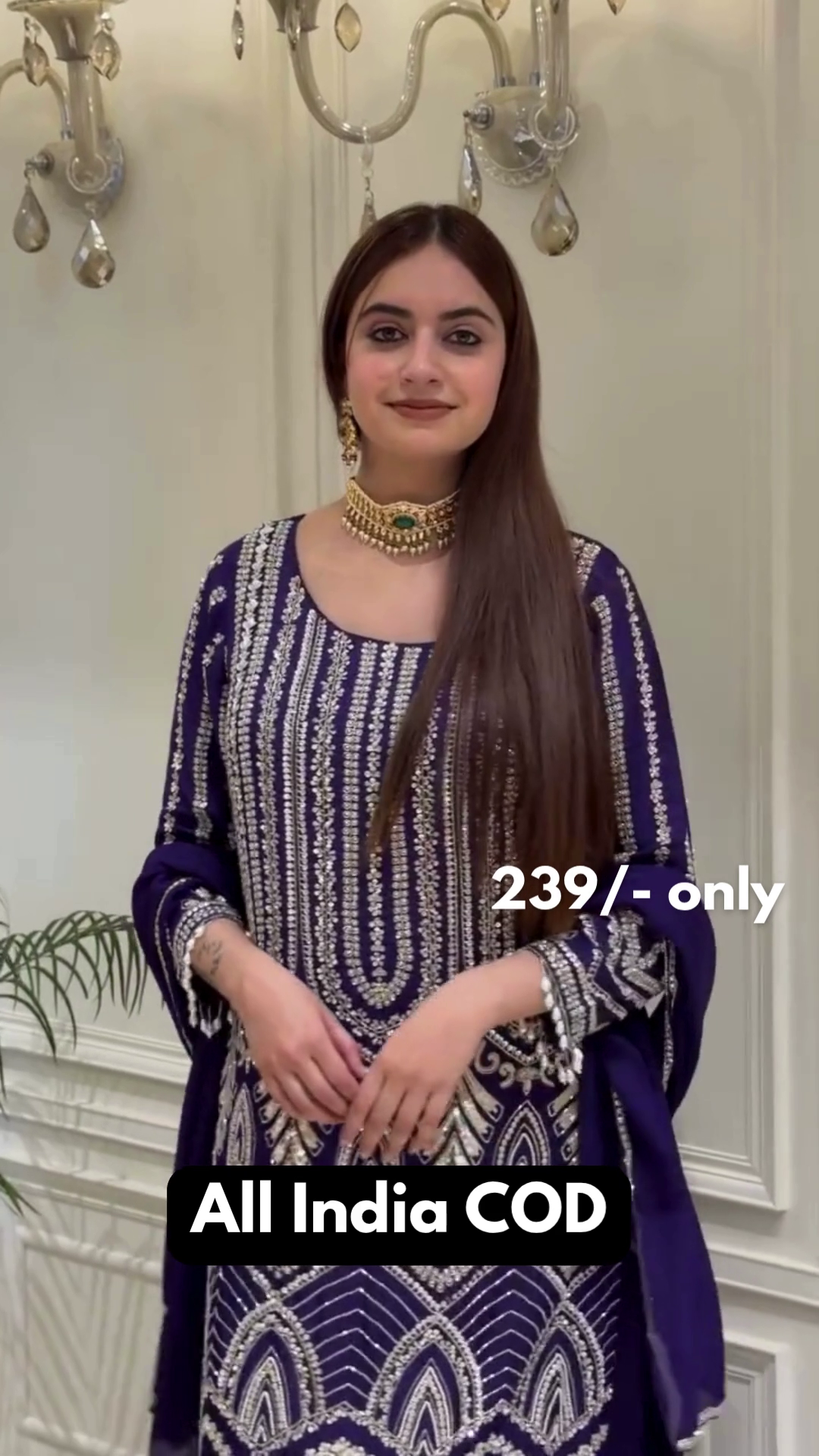 Luxury Purple Heavy Embroidered Party Wear Suit Set