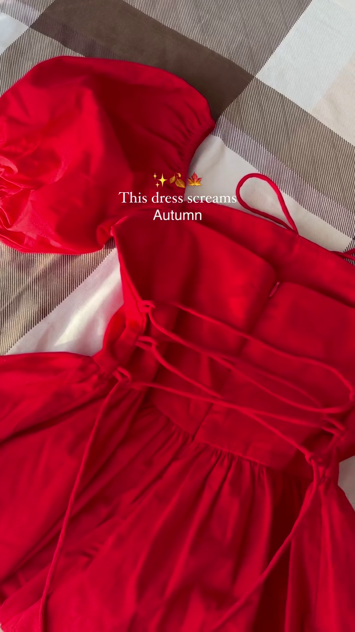 Bold Red Puff Sleeve Midi Dress for Statement Summer Style