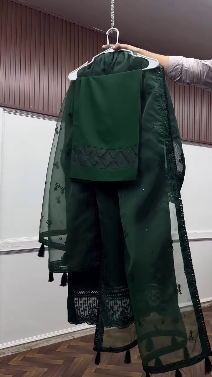 Emerald Enchantment Heavily Embroidered Suit