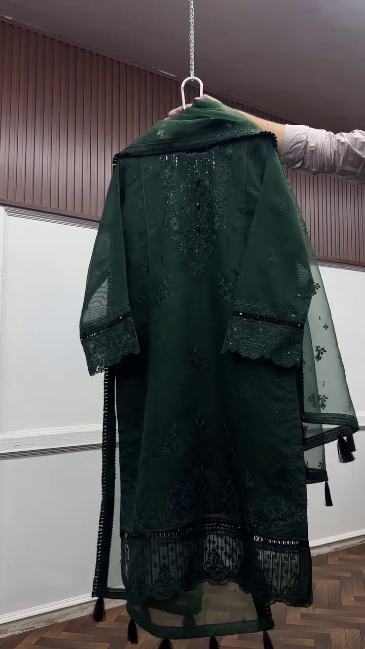 Emerald Enchantment Heavily Embroidered Suit