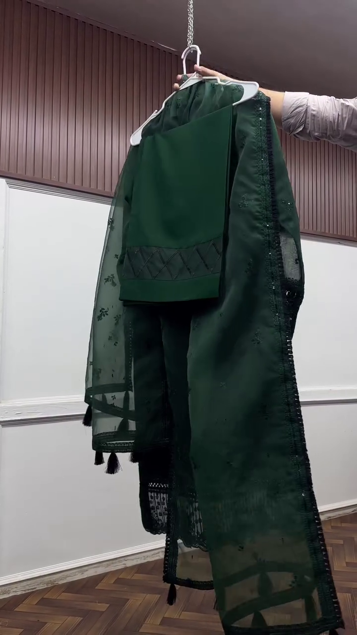 Emerald Enchantment Heavily Embroidered Suit