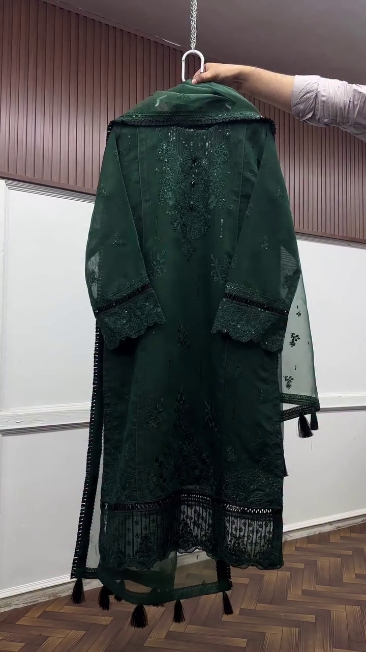 Emerald Enchantment Heavily Embroidered Suit