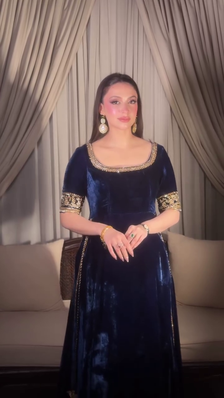 Royal Velvet Navy Evening Gown