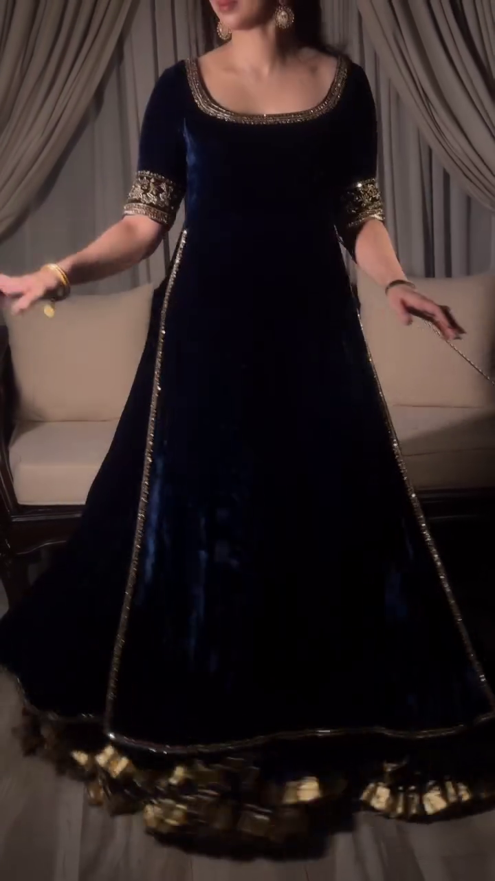 Royal Velvet Navy Evening Gown
