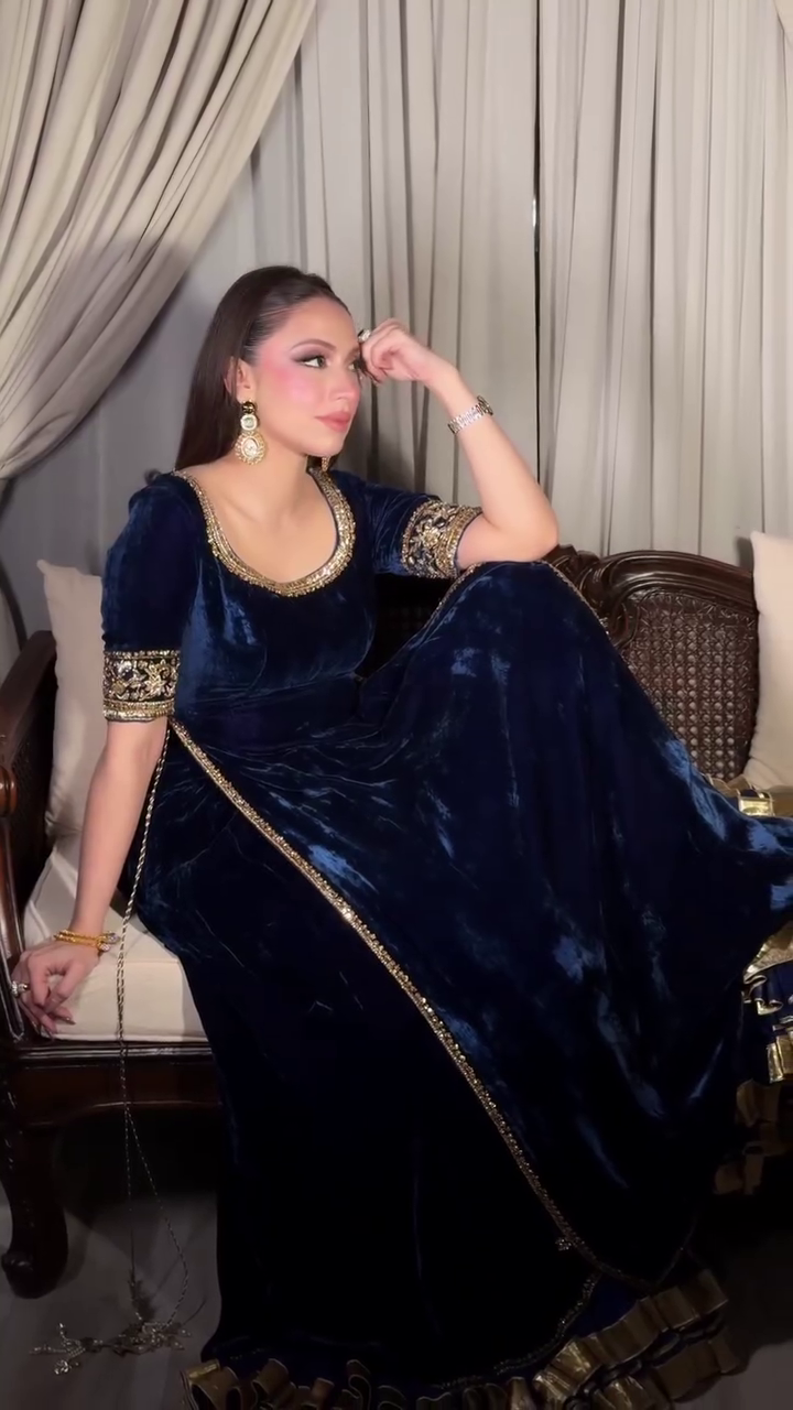 Royal Velvet Navy Evening Gown