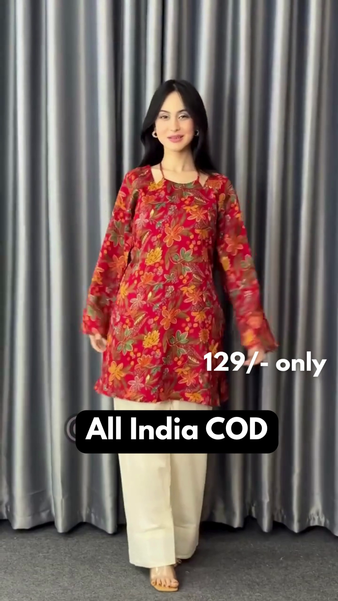 Floral Crimson Everyday Tunic Set