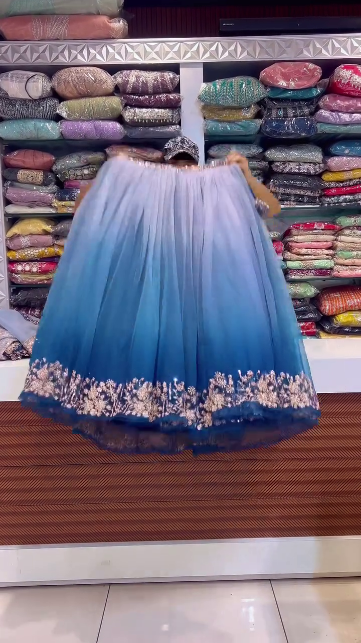 Midnight Blue Embroidered Festive Lehanga