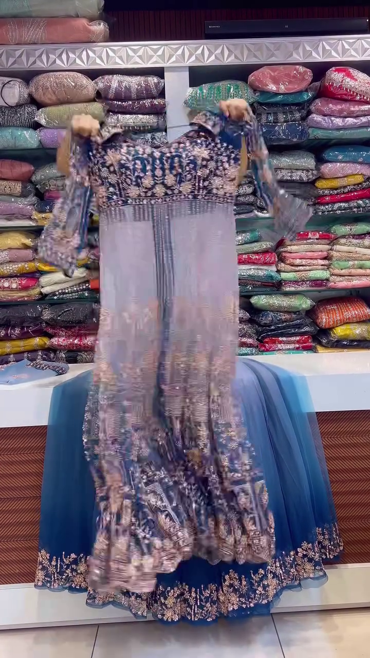 Midnight Blue Embroidered Festive Lehanga