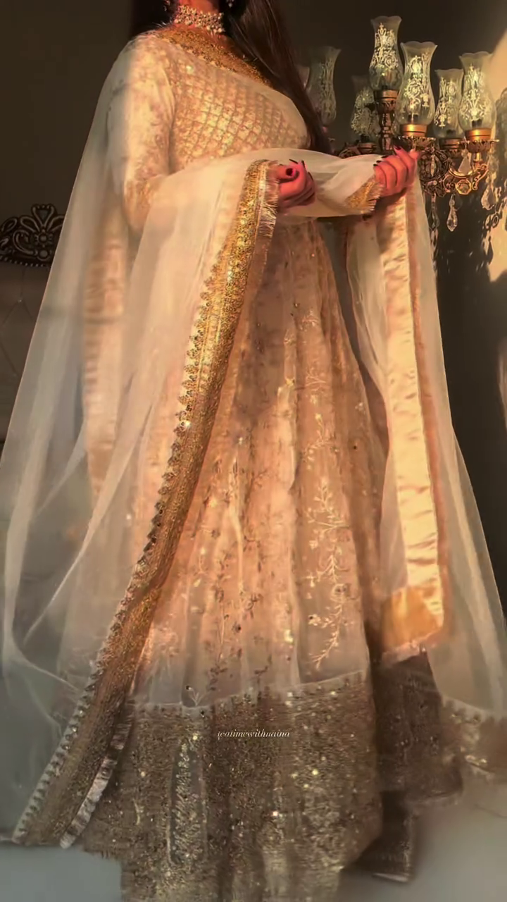 Golden Glow Embroidered Anarkali Gow