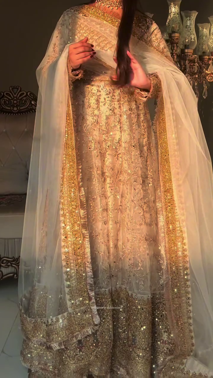 Golden Glow Embroidered Anarkali Gow