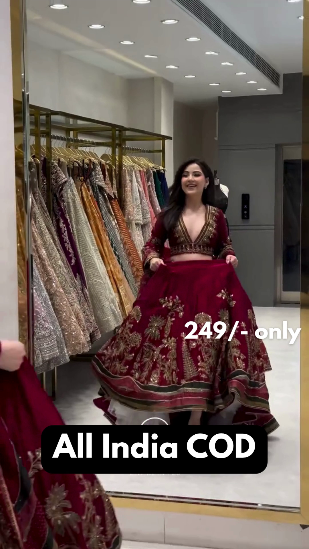 Burgundy Velvet Bridal Lehanga